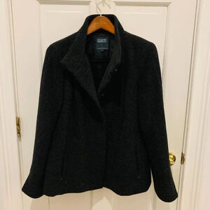 Hilary Radley 12 M/L Black Alpaca Wool Coat Jacket Made In Peru